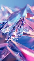 Poster - Beautiful Geometric Background Featuring Angular Prisms With Soft Glow Illuminating Colorful Reflections During Early Morning Light