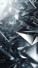Poster - Abstract Geometric Background Featuring Angular Prisms With Soft Glow in Dark Atmosphere