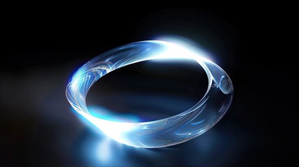 Poster - Floating Glowing D Mobius Strip in Fantasy Style Against Black Background