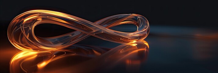 Aufkleber - Glowing Geometric Mobius Strip Floating Elegantly in the Air Against a Dark Background in a Fantasy Style