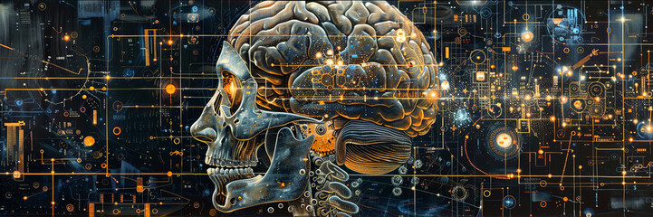 Poster - Human Brain Merging Mechanical Cogs With Electronic Circuits at the Intersection of Intelligence and Machine Learning