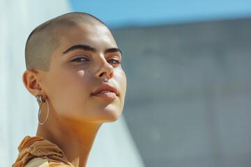 Fashionable Female with Buzz Cut Hairstyle, generative ai