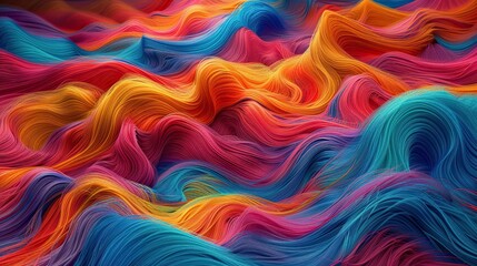 Poster - Vibrant Display of Intricate Wool Yarn Threads With Micro Fiber Fluffy Details