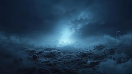 Wall Mural - a dark, stormy night with a bright light shining through the clouds