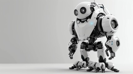 Poster - A white robot with a large head and two large eyes.