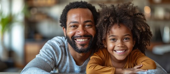 Wall Mural - Smiling Father and Daughter Portrait