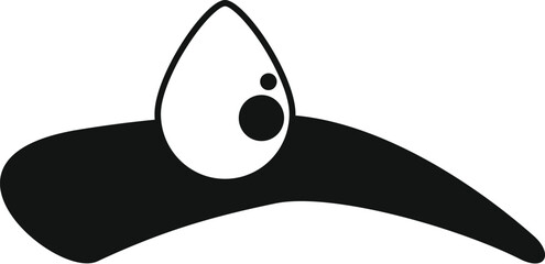 Poster - simple black and white icon of a water drop falling and creating a round puddle