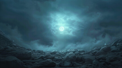 Wall Mural - a dark sky with a full moon in the middle