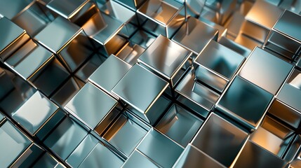Poster - A 3D rendering of metallic cubes.