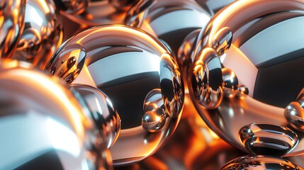 Poster - Close up of silver metallic spheres.