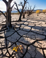 Concetto di cambiamento climatico, desertificazione del suolo, siccità distruzione del suolo