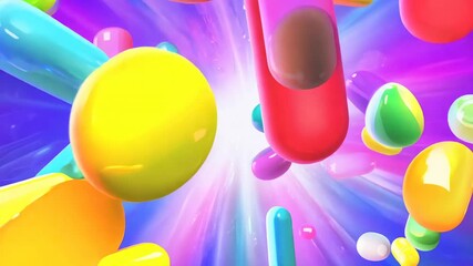Poster - Mesmerizing animat prob of colorful pills in dynamic burst animation