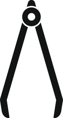 Poster - This black glyph icon represents a drawing compass tool for measuring