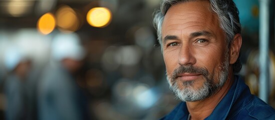 Wall Mural - Close-up Portrait of a Mature Man with Gray Hair