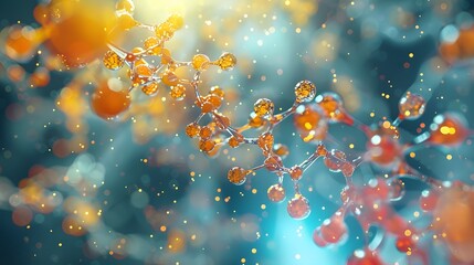 Wall Mural - Abstract Molecular Structure with Bokeh.