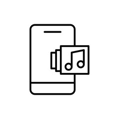 Poster - Music playlist app outline icons, minimalist vector illustration ,simple transparent graphic element .Isolated on white background
