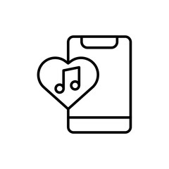 Poster - Favorite music app outline icons, minimalist vector illustration ,simple transparent graphic element .Isolated on white background
