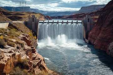 River with Hydroelectric Dam