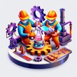 © Withheart - Two men in orange safety gear are working on a machine with a purple liquid