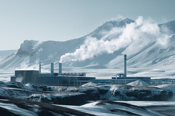 Wall Mural - Renewable geothermal plant in Iceland