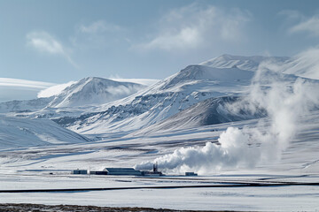 Wall Mural - Geothermal energy plant in Iceland