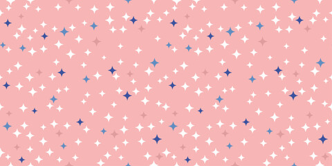 Aufkleber - A background of beautiful small chaotically arranged stars. Pink background and small stars.