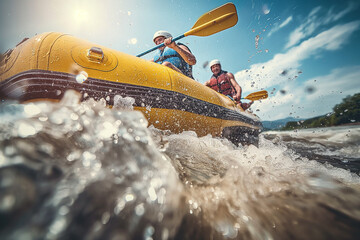 Canvas Print - White Water Rafting with Friends