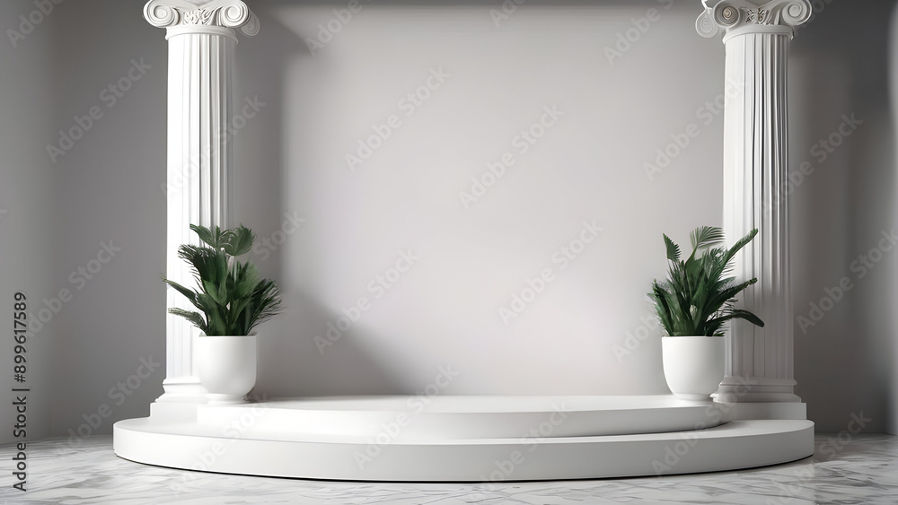 Two Column Podium Column podium 3d roman luxury greek white ancient display product ...