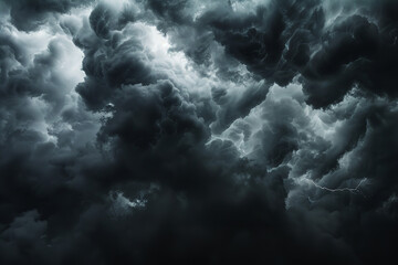 Wall Mural - dramatic thunderstorm with dark clouds and visible lightning