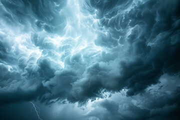 Wall Mural - Dramatic Thunderstorm with Dark Clouds and Visible Lightning  