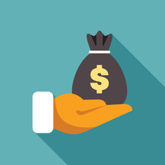 Poster - businessman is holding a bag of money, symbolizing financial success and wealth
