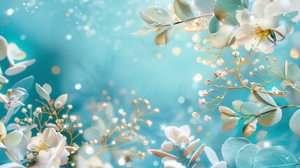Wall Mural - Artistic Winter Foliage Composition with Watercolor Effects