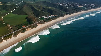 Wall Mural - Aerial view of coast Generative AI