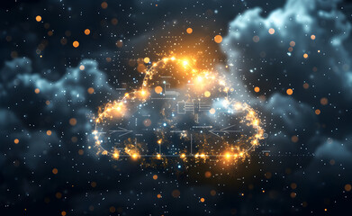 Wall Mural - computing cloud data collection with open data, in the style of ethereal cloudscapes, light black and sky - blue