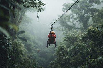 Poster - Friends on a zip-lining adventure