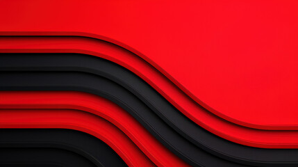 Poster - Abstract layered red and black curves, modern design background, dynamic shapes creating a visually striking and minimalist aesthetic for various uses.