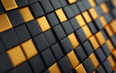 Poster - Abstract geometric background with black and gold squares creating a modern and elegant pattern. Perfect for digital and graphic design projects.