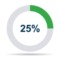 information round diagram 25 percent shadow icon, infographic pie design, marketing vector illustrat