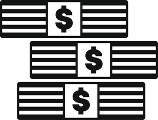 Canvas Print - Simple black and white icon of a stack of money bills representing finance, savings, wealth, and profit