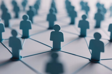 Poster - A network of interconnected blue human figures representing social connections, teamwork, or networking. Ideal for business, technology, or communication concepts.