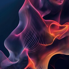 Poster - Abstract digital art with flowing, multicolored lines creating organic shapes on a dark background, representing modern technology and fluidity.