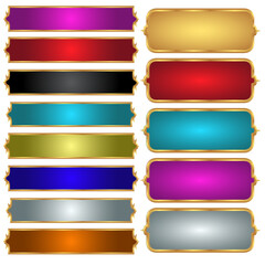 Wall Mural - set of decorative luxury golden arabic islamic banner title frame transparent background gold text b