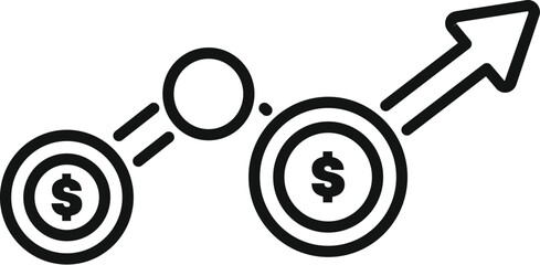 Poster - Line art icon of money transfer showing financial transaction increasing