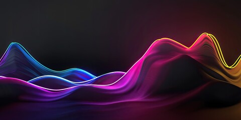 Poster - Abstract Neon Waves on Dark Background