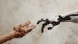 © tope007 - A human hand and a robot hand, AI Generative