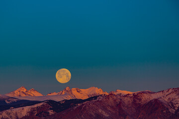 Moonset over Colorado Rockies