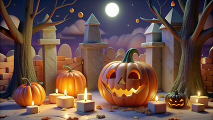 Wall Mural - halloween pumpkin and pumpkins