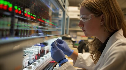 Wall Mural - A researcher working on a genetic analysis, highlighting advances in genomics