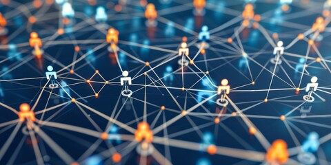 Fototapete - A network with various nodes and connections, highlighting the structure of network topology