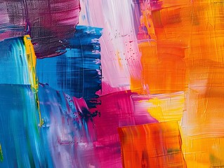 Wall Mural - artistic abstract background, brush strokes in vibrant colors, oil painting texture, text space on r